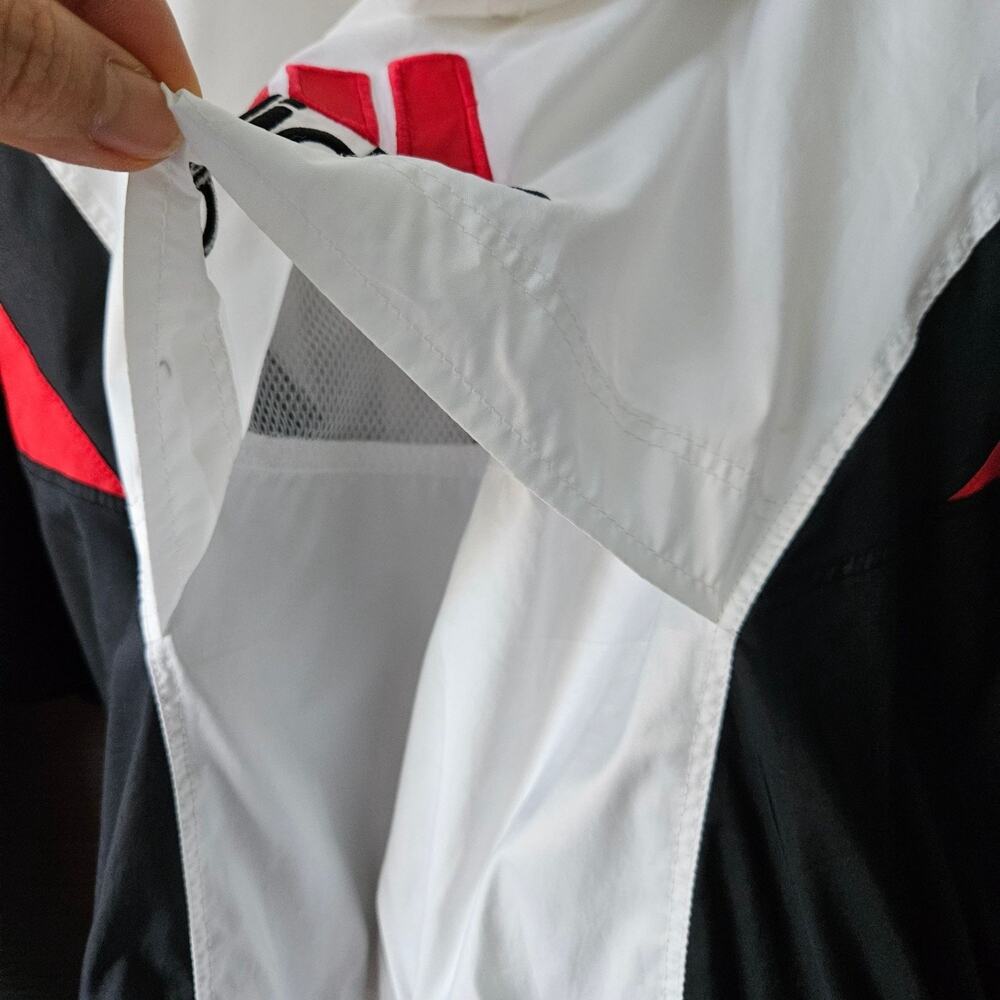 Vintage Adidas‎ Windbreaker Jacket Hooded 90s Colorblock White Black Red Size L - Picture 7 of 16